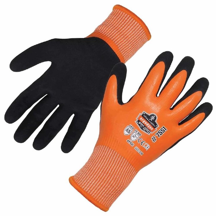 GLOVES,  WATERPROOF CUT-RESISTANT WINTER, ANSI A5, ORANGE