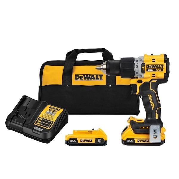 DRILL , HAMMER   LI-ION 20V 1/2" VARIABLE SPEED SPEED COMPACT, W/BAG  2 COMPACT 2 AH BATTERIES AND CHARGER