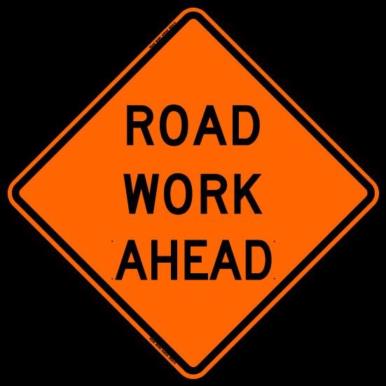 SIGN, "ROAD WORK AHEAD"   48" SQUARE, MESH w/ RIBS