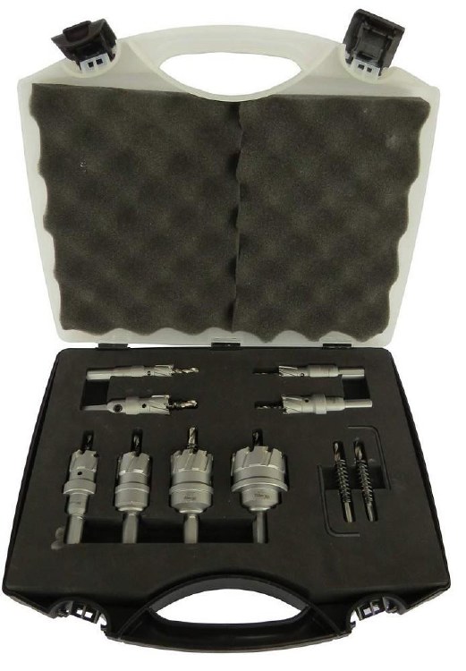 HOLE SAW, CARBIDE TIPPED CUTTER SET KIT 8 PIECE 5/8" 3/4" 1" 1-1/4" 1-1/2" 1-3/4" 2"