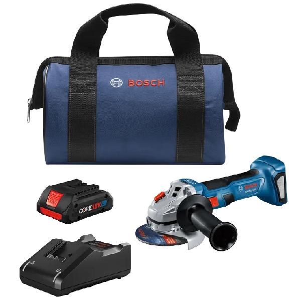 GRINDER 4-1/2" ANGLE GRINDER BRUSHLESS 18V CORE 4 AH BATTERY, CHARGER, BAG