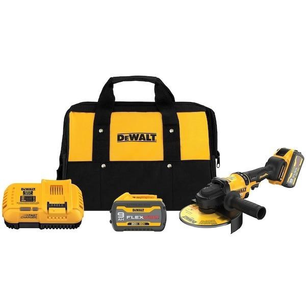Grinder Angle 60V Max Flexvolt 7" Brushless Cordless w/KLlickback Brake Kit Dewalt (2) Batteries (1) Charger (1) Kit Bag