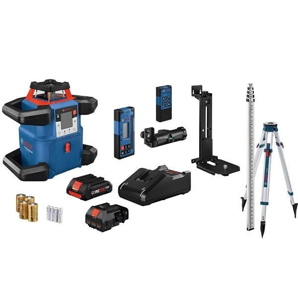 LASER, RED BEAM ROTATING TRIPOD, GRADE ROD, DETECTOR, REMOTE, CEILING HANGER, 4 AH BATTERIES, CHARGER, CASE