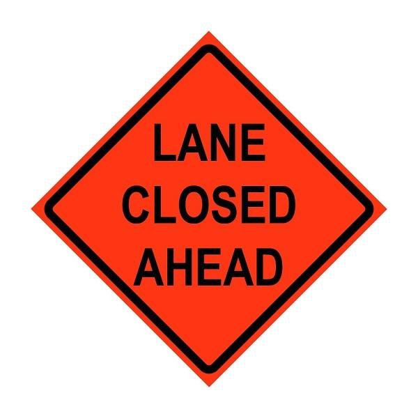 SIGN "LANE CLOSED" VINYL 48" SQ W/RIBS