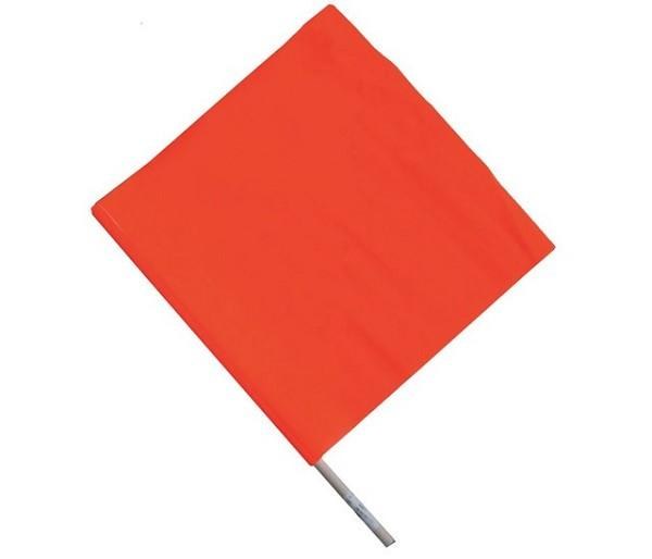 FLAG ORANGE MESH VINYL HANDHELD WARNING FLAG 18"x18" 30" WOOD DOWEL