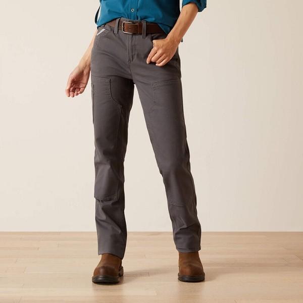 PANTS, WOMENS REBAR GREY PR MADE TOUGH DOUBLE FRONT STRAIGHT LEG, ARIAT