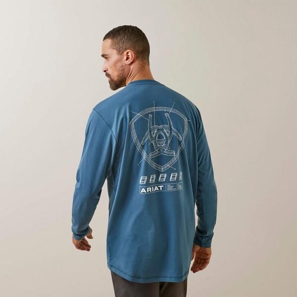 T-SHIRT, REBAR WORKMAN BLUEPRINT LONG SLEEVE, ARIAT