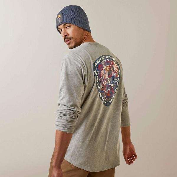 T-SHIRT, MENS REBAR WORKMAN PATCHES LONG SLEEVE, ARIAT