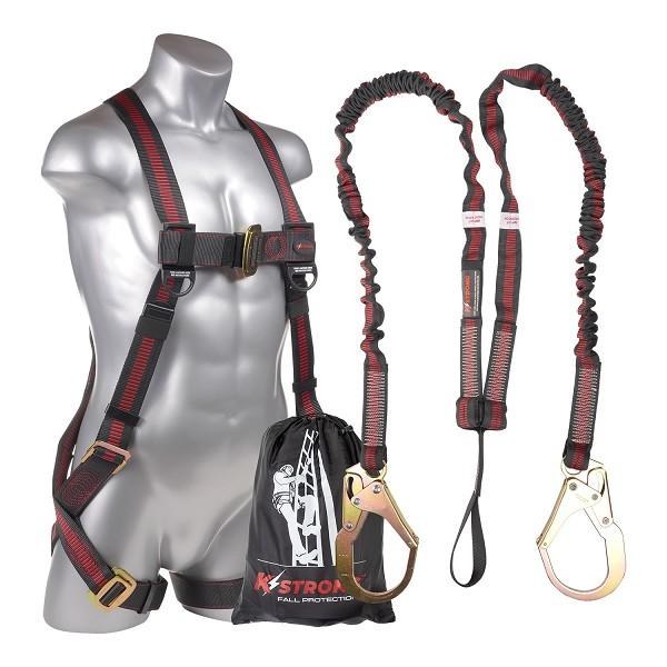 HARNESS , HARNESS (L-XL) KSTRONG KAPTURE ELITE 5-POINT FULL BODY HARNESS 6' TWIN LEG INTERNAL LANYARD WITH LOOP AND REBAR HOOKS W/ BAG