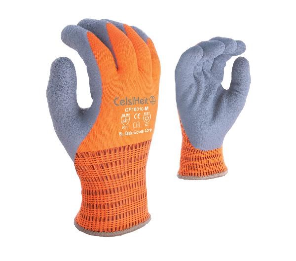 GLOVES CELSIHEIT HEAVY THERMAL COATED HI-VIS ORANGE DOUBLE LAYER ACRYLIC INSULATION GRAY LATEX PALM ANSI A2 (PAIR)