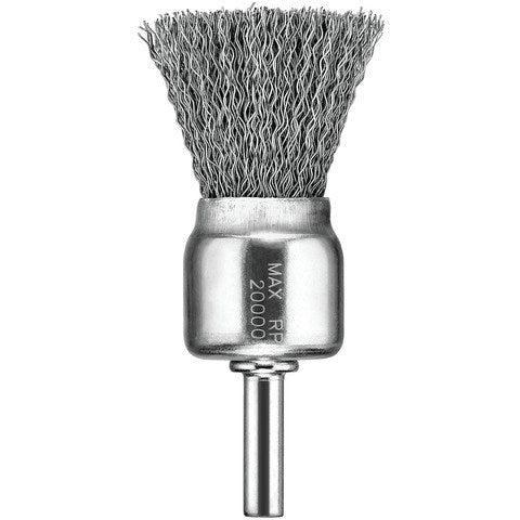 WIRE BRUSH 1" CRIMP END 1/4" STEM-MOUNTED CARBON STEEL