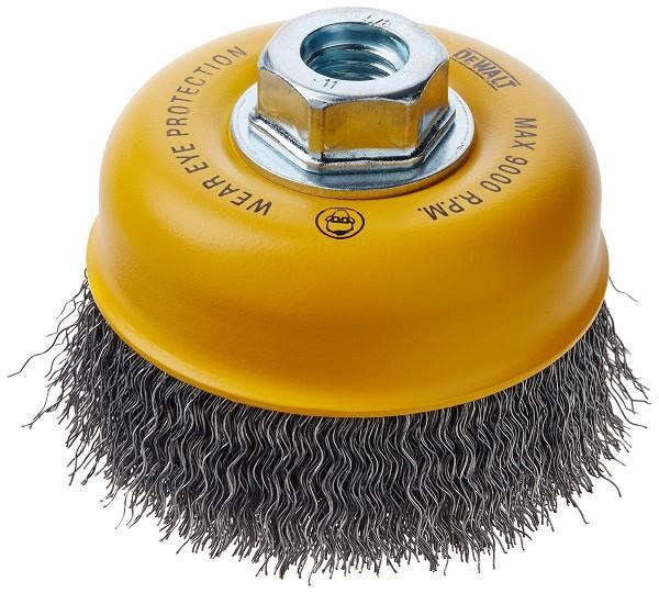 WIRE CUP BRUSH CRIMP 4" x .014 5/8"-11 CARBON STEEL