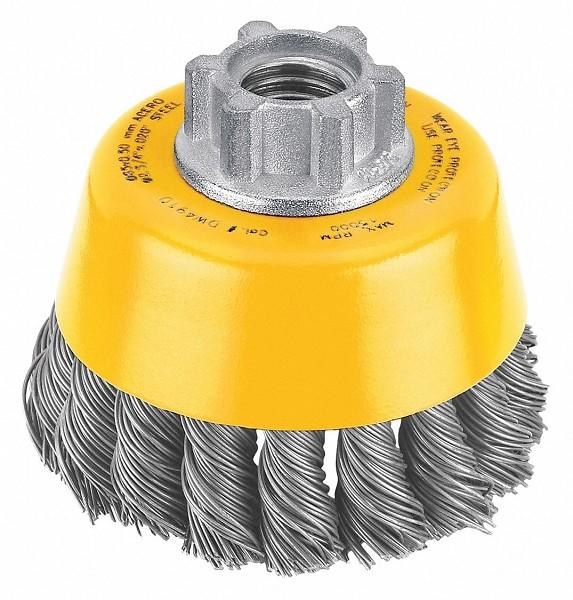 WIRE CUP BRUSH KNOTTED 3" x .014 5/8"-11 HIGH PERFORMANCE STAINLESS STEEL