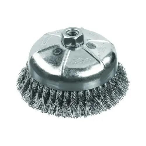 WIRE CUP BRUSH KNOTTED 4" x .02  5/8"-11 CARBON STEEL