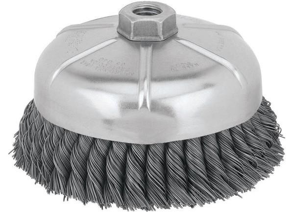 WIRE CUP BRUSH KNOTTED 6" x .020 5/8"-11 CARBON STEEL