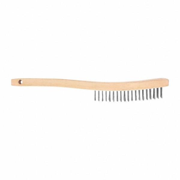 WIRE BRUSH 4 x 15 ROW CURVED SHOE HANDLE CARBON STEEL SCRATCH BRUSH