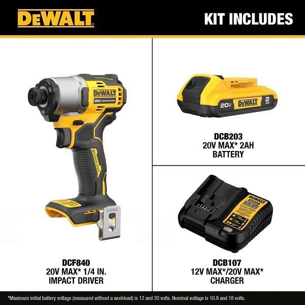 Impact Driver Brushless 1/4" Cordless Impact Driver Kit â€“ 1,700"-lbs Torque 3,200 RPM 3-LED Work Light