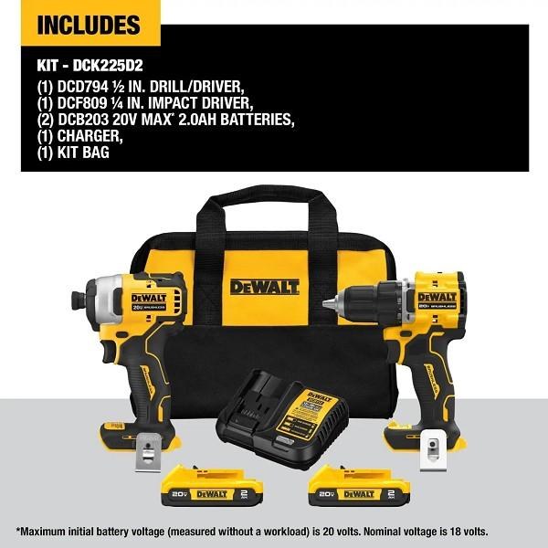 Combo Kit ATOMIC 20-Volt MAX Lithium-Ion Cordless Kit (2-Tool) with (2) 2.0Ah Batteries Charger and Bag