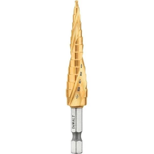 Step Drill Bit Impact Ready 1/8" to 1/2" Titanium Nitride Coating Dewalt