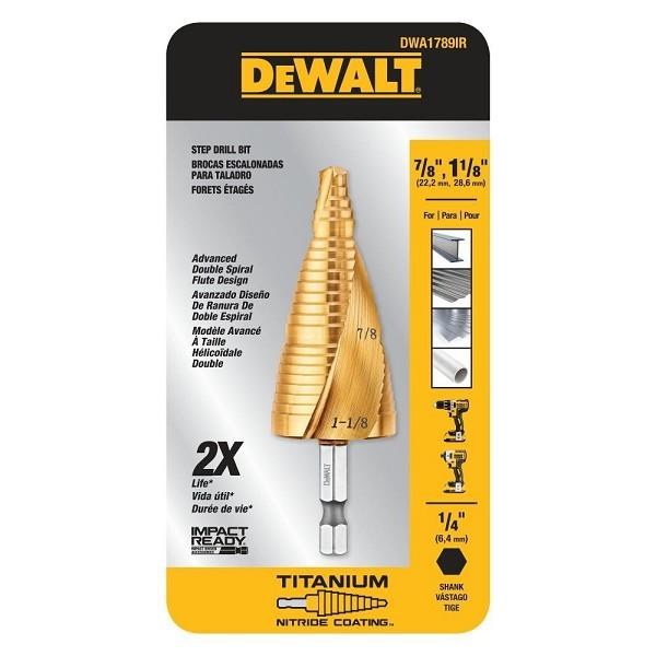 Step Drill Bit 7/8" - 1-1/8" Impact Ready Titanium Nitride Coating