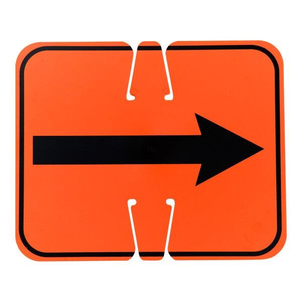 SIGN, ARROW REVERSIBLE BLACK ON ORANGE (SINGLE SIDE) PLASTIC FOR CONES