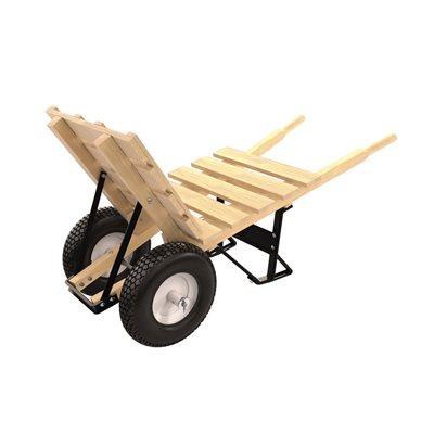 WHEELBARROW BRICK BLOCK DUAL WHEEL WOOD BED AND DASH, 60" HANDLES, FOR BRICK AND TILE