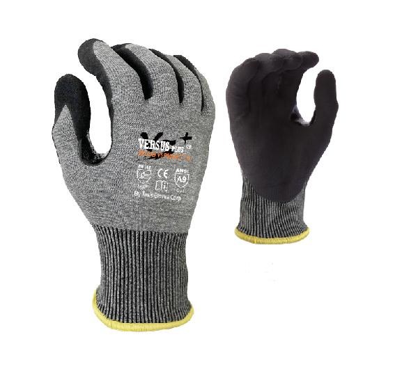GLOVES FALSTONE 18 GA  FIBER KNIT SHELL BLACK MICRO-FOAM NITRILE PALM PALM and FINGERS ANSI CUT LEVEL A9 (DOZEN)