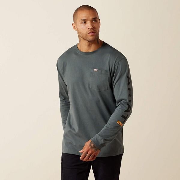 TSHIRT, REBAR COTTON STRONG STANDARD LOGO LONG SLEEVE, ARIAT