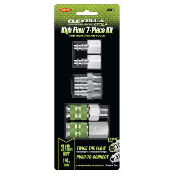 KIT, COUPLER PLUG 7 PC 3/8" NPT ( M & F) HIGH FLOW 3/8" THREAD, 1/4" BODY