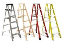 LADDER, STEP, 16 FT, FIBERGLASS, DOUBLE ENTRY, TYPE 1AA, 375#  CAPACITY