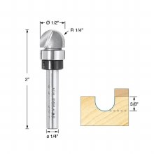 Additional picture of ROUTER BIT, 1/4" R, CORE BOX, WITH UPPER BEARING