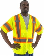 VEST, SAFETY, LIME, CLASS 3 , MESH-ZIPPER, WITH POCKET