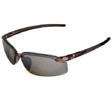 SAFETY GLASSES, ES5, CRYSTAL BROWN FRAME WITH BROWN FLASH MIRROR LENS.
