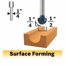 Additional picture of ROUTER BIT, 1/2" COREBOX x 1/4"S, STRAIGHT -2 FLUTE -CARBIDE TIP