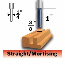 Additional picture of ROUTER BIT, 3/8" x 1" x 1/4"S, STRAIGHT -2 FLUTE -CARBIDE TIP