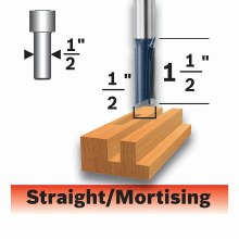 Additional picture of ROUTER BIT, 1/2" x 1-1/2" x 1/2"S, STRAIGHT -2 FLUTE -CARBIDE TIP