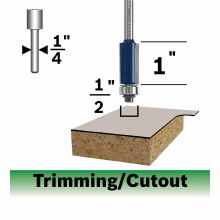 Additional picture of ROUTER BIT, 1/2" x 1" x 1/4"S, FLUSH TRIM w/BB -2 FLUTE -CARBIDE TIP