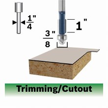 Additional picture of ROUTER BIT, 3/8" x 1" x 1/4"S, FLUSH TRIM w/BB -2 FLUTE -CARBIDE TIP