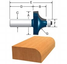 Additional picture of ROUTER BIT, 1/2" ROUNDOVER x 1/2"S, w/ BB -2 FLUTE -CARBIDE TIP