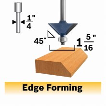 Additional picture of ROUTER BIT, 45 DEGREE CHAMFER ,1/4"S, w/ BB -2 FLUTE -CARBIDE TIP