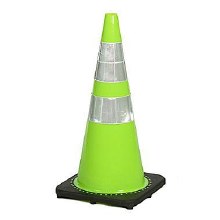 CONE, LIME GREEN, 28", 7# ENVIRO CONE, W/4" AND 6" REFLECTIVE COLLARS