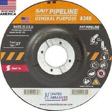 CUT/GRINDING WHEEL, 6" X 1/8" x 7/8" ARBOR,  A24R, METAL & STAINLESS