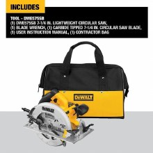 Additional picture of Saw Circular Corded Lightweight 7-1/4" w/Contractor Bag Dewalt (Bare Tool)