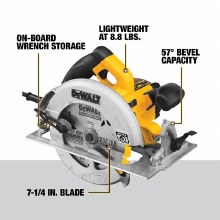 Additional picture of Saw Circular Corded Lightweight 7-1/4" w/Contractor Bag Dewalt (Bare Tool)