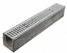 TRENCH DRAIN, SLOPED, TOP100, 1 METER, DUCTILE SLOTTED GRATE, GALVANIZED EDGE, 7.09" INLET 7.28" OUTLET