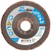 FLAP DISC, 4 1/2" X 7/8" 60 GRIT BLUEFIRE R884P ZIRCONA ALUMINA PLUS, TYPE 29 FIBERGLASS BACKING PLATE