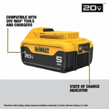 Additional picture of Battery 20V 5.0 AH XR5 Lithium Max Dewalt