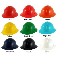 HARD HAT, HI VIZ, RED, FULL BRIM, RATCHET BACK HARD HAT, HI VIZ, RED, FULL BRIM, RATCHET BACK
