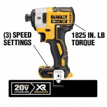 Additional picture of Impact Driver 20V Max XR 3-Speed Cordless Brushless 1/4" Kit Dewalt (2) Battery 4.0 AH (1) Charger (1) Case