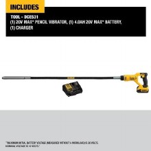Additional picture of VIBRATOR 4' WHIP 1" HEAD DEWALT 20v  MAX CHARGER 1-4 AH  BATERY